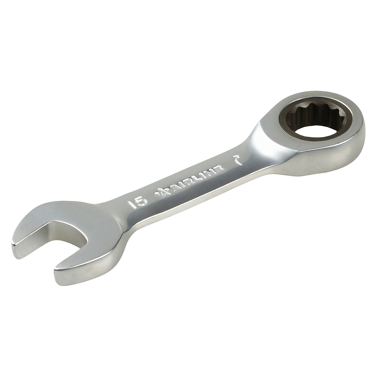 Ключ комбинированный трещоточный короткий 15мм PRO, пласт.подвес