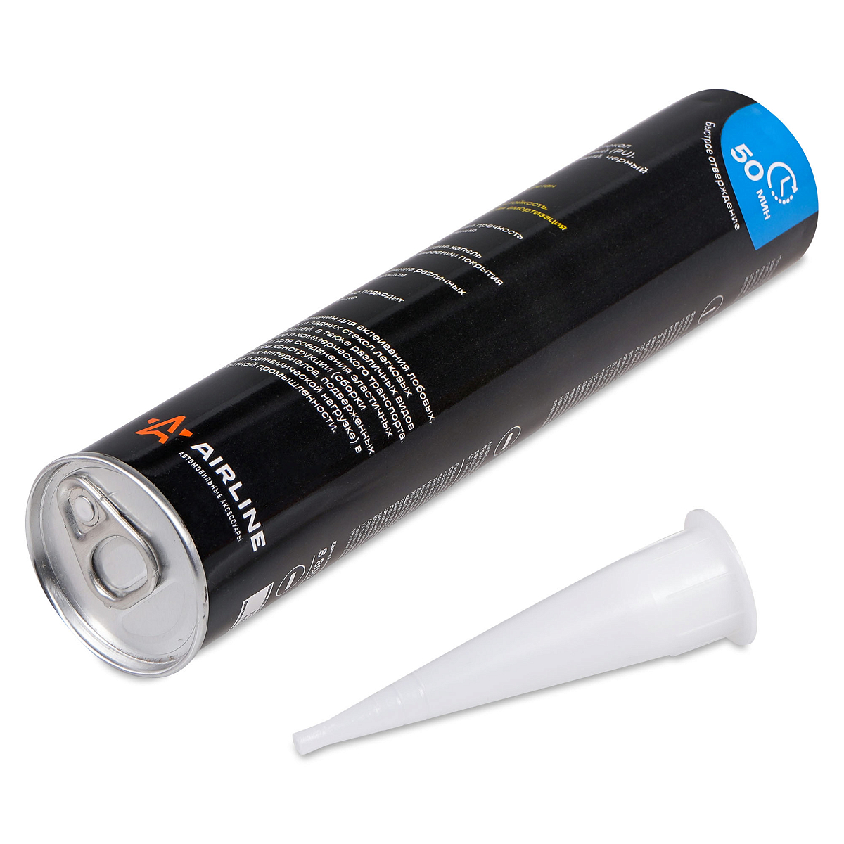 Клей-герметик для вклейки стекол PU, быстросохнущий (50 мин.), черный, 310 мл. картридж