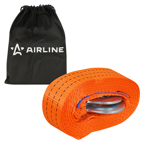 Трос VIP буксировочный усиленный (лента) 3 т, 5 м, 2 крюка, с мешком