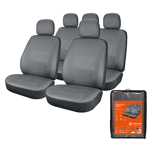 Чехлы для сидений универсальные "CARDINAL", 11 пред, экокожа, цвет серый
