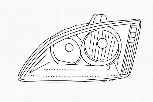 Фара для автомобилей Ford Focus II (05-) (головного света) галоген, электрический корректор, цвет рамы: черный, левая