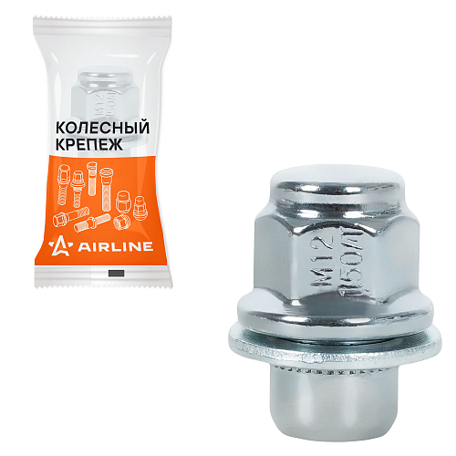 Гайка колесная M12x1,5x37, несъемная шайба, ключ 21, закрытая, хром, 1 шт для Toyota/Lexus