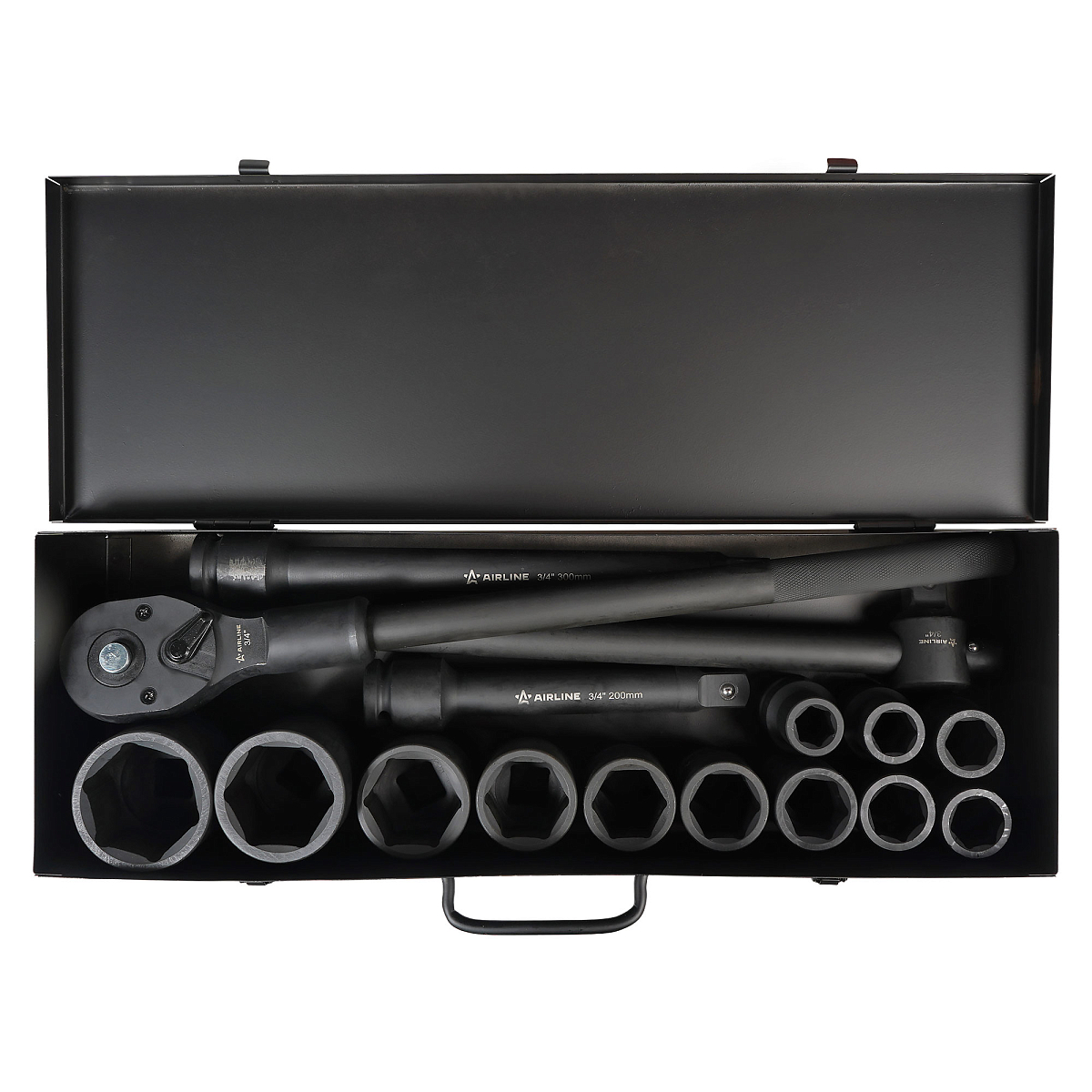 Набор головок ударных 3/4"DR L=56мм, 16пр. (17-50мм) мет. кейс.