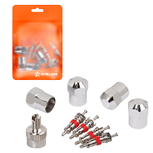 Ремкомплект для вентилей (4 золотника, 4 металл.колп, 1 ключ) в пакете