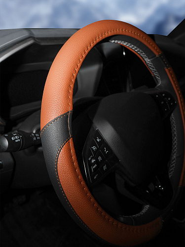 Оплетка на руль, искусственная кожа, коричневая/черная, 40 см / L