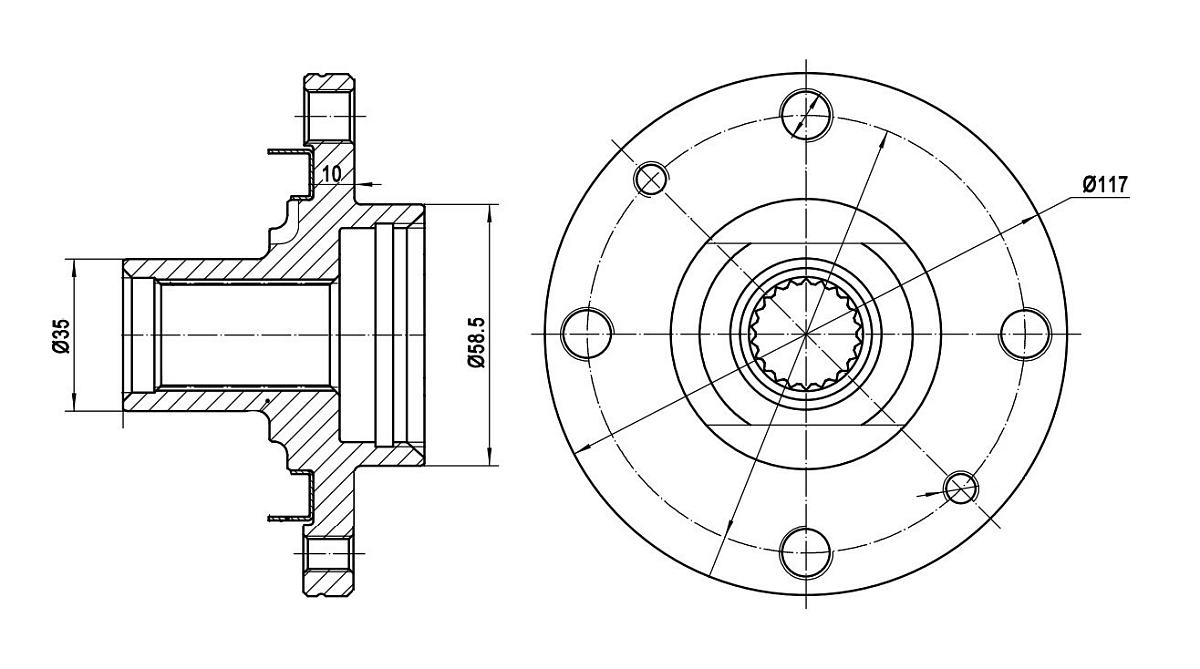 Ступица передняя для автомобиля Лада 1118/2170/2190