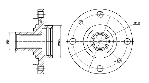 Ступица передняя для автомобиля Лада 1118/2170/2190