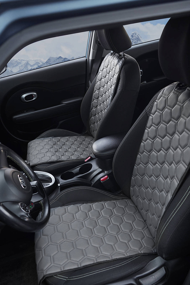 Накидки "Алькантара", передние (2 шт.), экокожа с перфорацией, серые