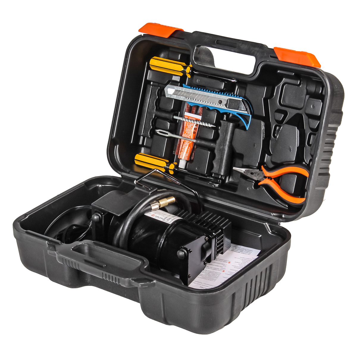 Компрессор TORNADO S с кмпл инстр. в кейсе (2отверт., ремкомп.б/к шин, нож, плоскогуб.)