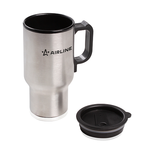 Термокружка (чайник автомобильный) с подогревом, нержавейка/пластик, 450 мл, 12V, 24W