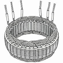 Статор генератора для автомобилей VAG Fabia II (07-)/Fabia I (99-)/Rapid (12-) 1.2T (D=126,4мм)