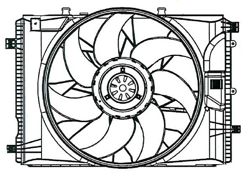 Электровентилятор охлаждения для автомобилей Mercedes-Benz C (W204) (07-)/E (W212) (09-) (с кожухом)