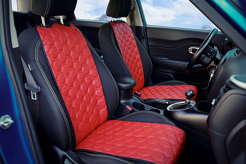 Накидки "Алькантара", передние (2 шт.), экокожа с перфорацией, красные