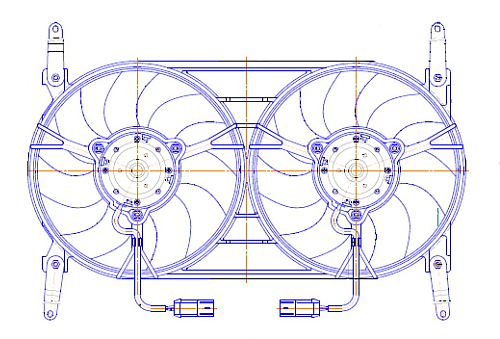 Электровентилятор охлаждения для автомобилей УАЗ Patriot (12-) (2 вент.) (с кожухом) A/C+