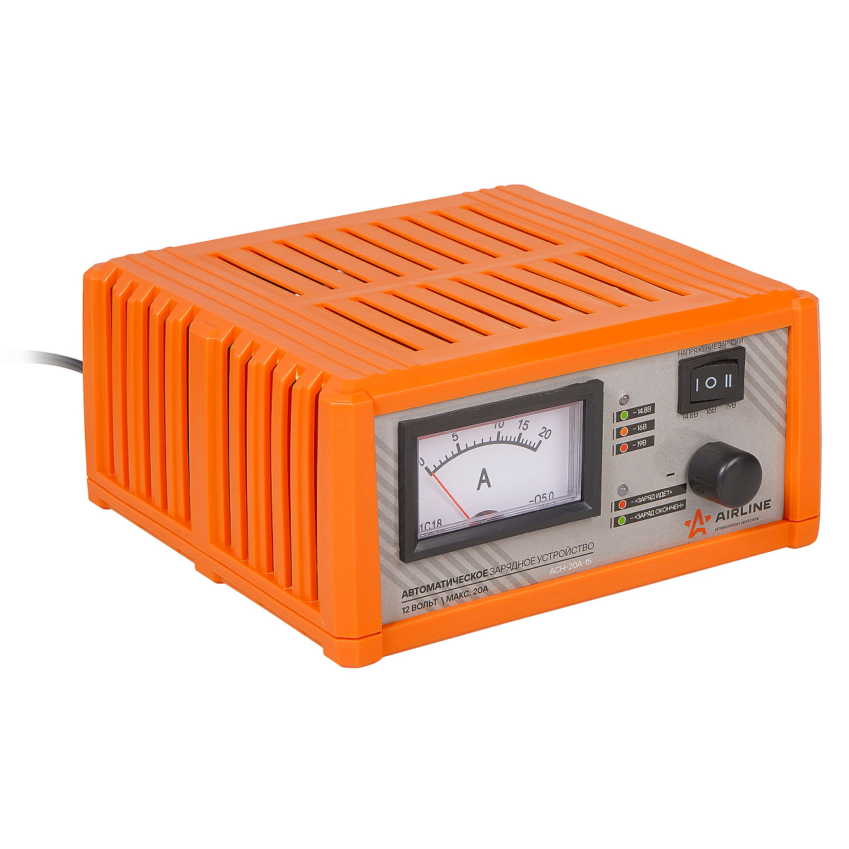 Зарядное устройство 0-20А 12В импульсное, амперметр, (3 режима 14,8/16/19В)