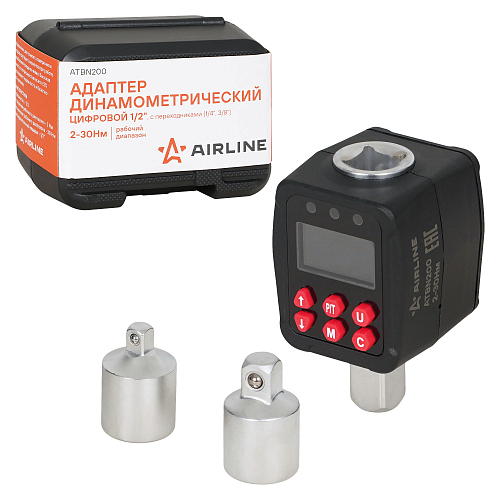 Адаптер динамометрический цифровой 1/2" 2-30Нм, с переходниками (1/4", 3/8"), кейс