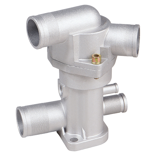 Термостат для автомобилей 21082-11 (5 патрубков) (инж. с 2003г.) (с алюминиевым корпусом; обрезиненный клапан)