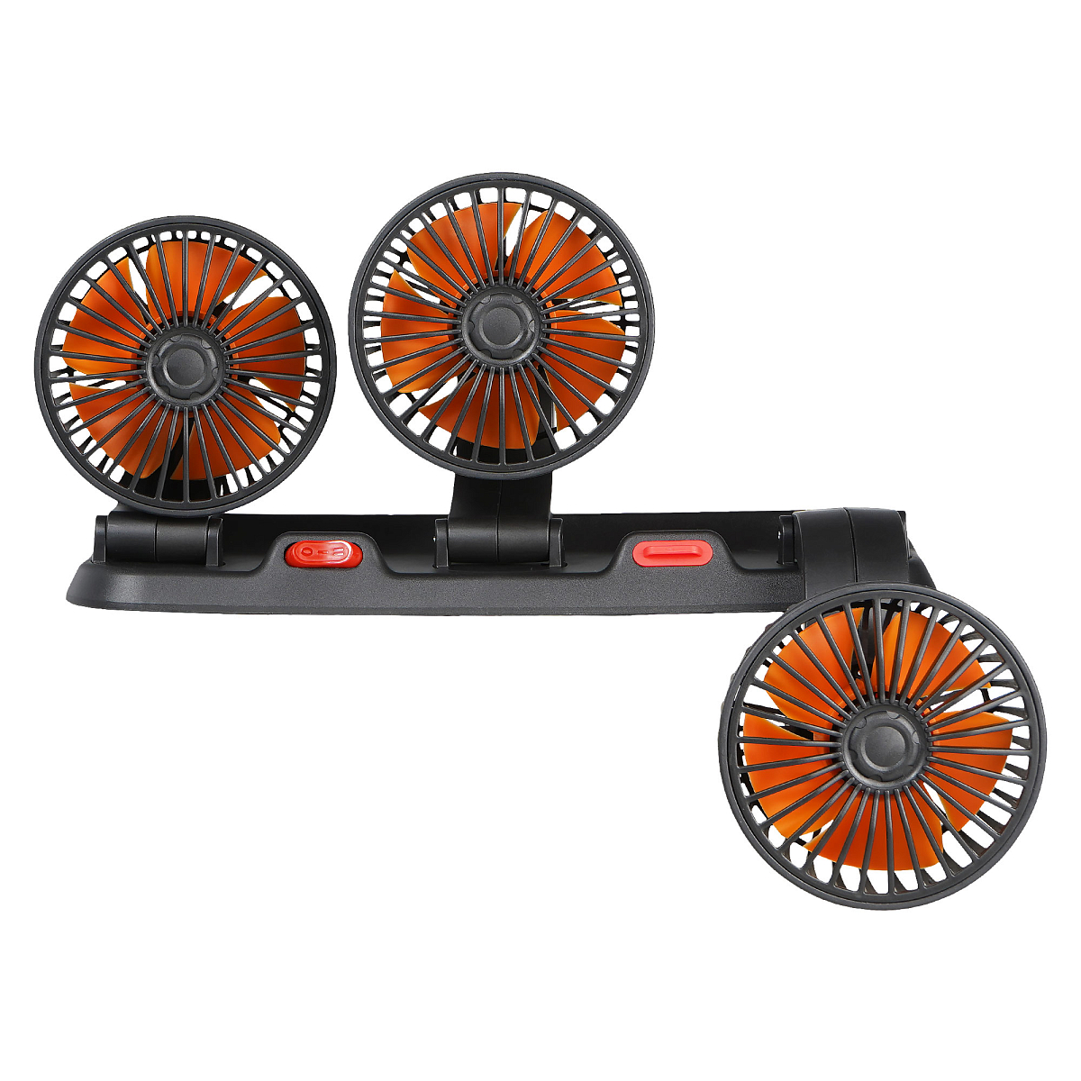 Вентилятор в салон тройной поворотный 360, 3x10.5см, 12В, общая регулировка, скотч