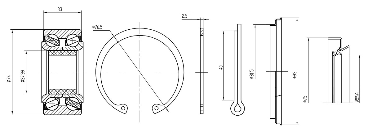 Ремкомплект ступицы передней для автомобиля Toyota RAV4 (94-)