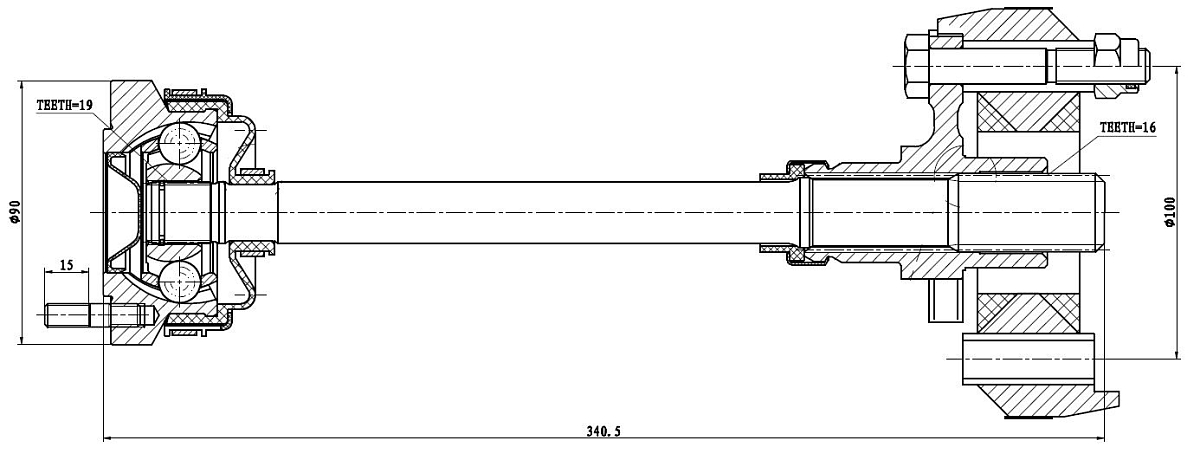 Кардан для автомобилей Лада 2123 промежуточный в сборе (ШРУС)