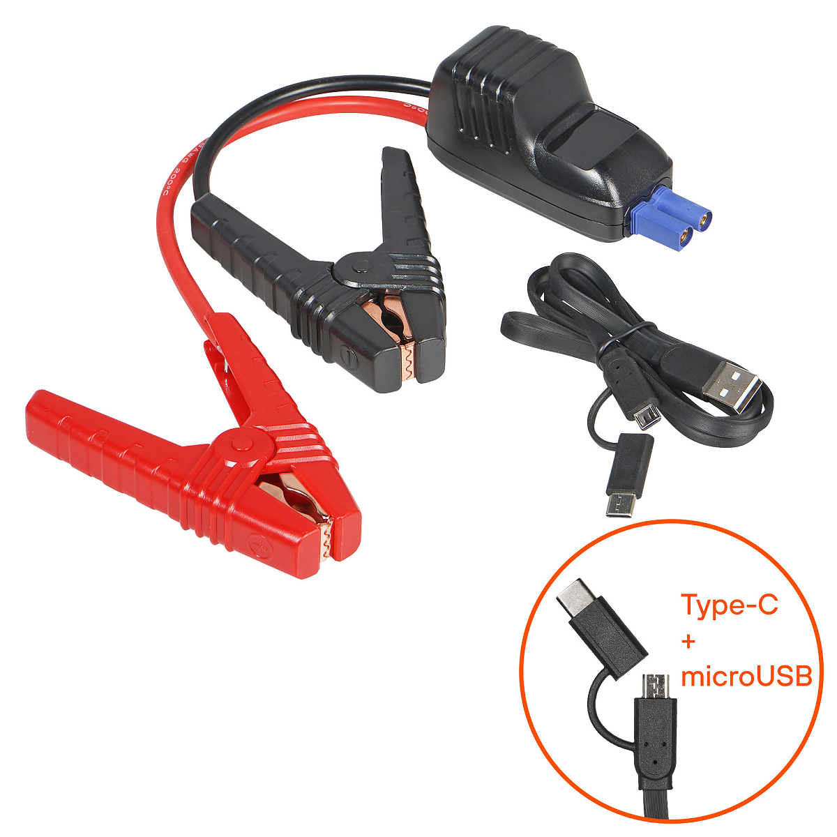 Аккумулятор пусковой (Booster) 16000мАч, 2000А, 14.8V, умные провода, пуск ДВС 5.0d, кейс