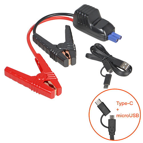 Аккумулятор пусковой (Booster) 16000мАч, 2000А, 14.8V, умные провода, пуск ДВС 5.0d, кейс