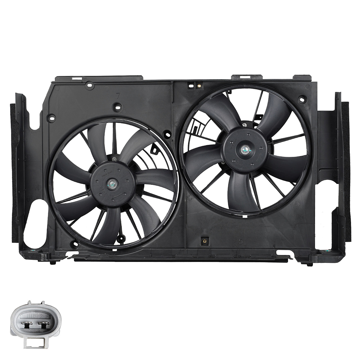 Электровентилятор охлаждения для автомобилей Toyota RAV4 (06-) 2.0i/2.4i (2 вент.) (с кожухом)