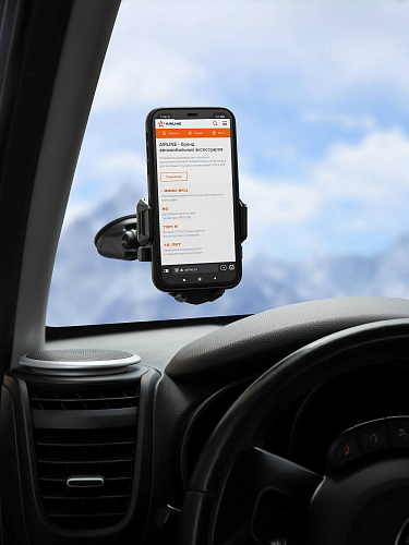 Держатель для телефона автомобильный на торпедо/лоб. стекло присоска-липучка
