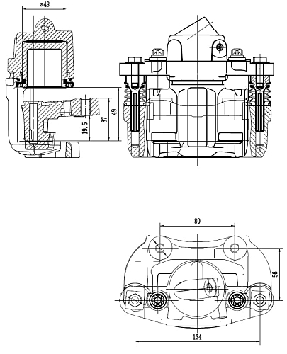 Суппорт тормозной для автомобилей Лада 2108 передний левый d=48мм (в сборе со скобой)