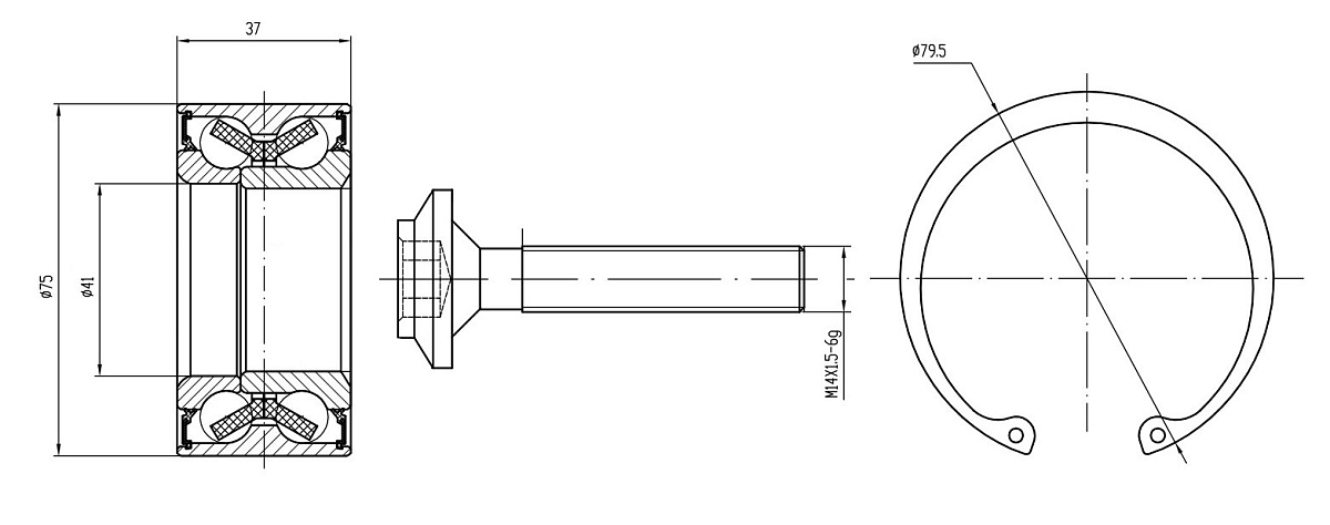 Ремкомплект ступицы передней для автомобиля VW Passat B5 (96-)/Audi A6 (97-)