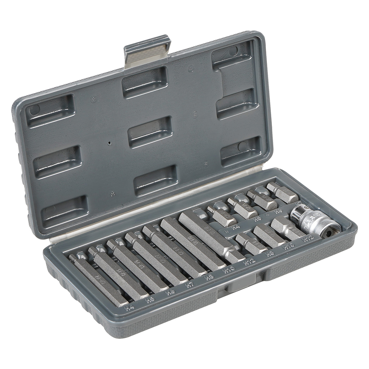 Набор бит вставок шестигранных 3/8" 30мм и 75мм с держателем бит 1/2"DR 15 пр. в кейсе