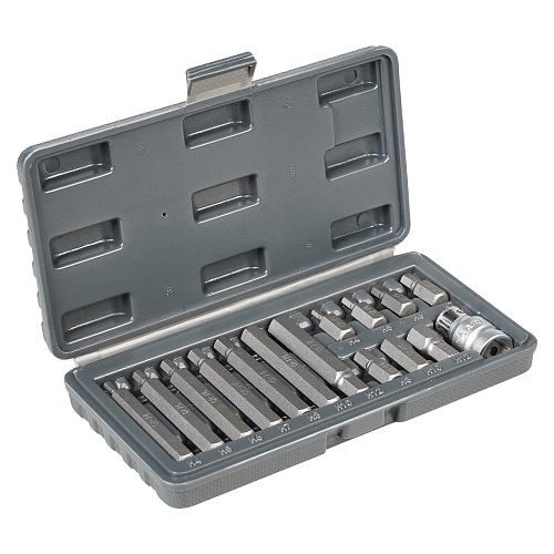 Набор бит вставок шестигранных 3/8" 30мм и 75мм с держателем бит 1/2"DR 15 пр. в кейсе