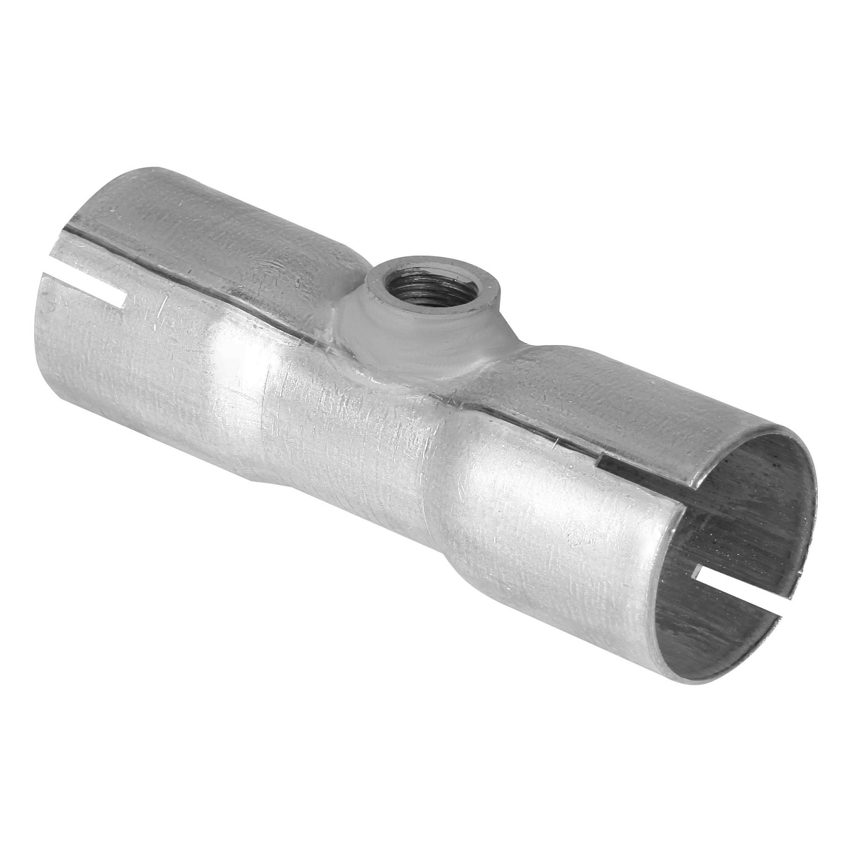 Вставка трубы глушителя под хомут, с гайкой под лямбда-зонд (алюминизированная сталь) d=45, L=150мм