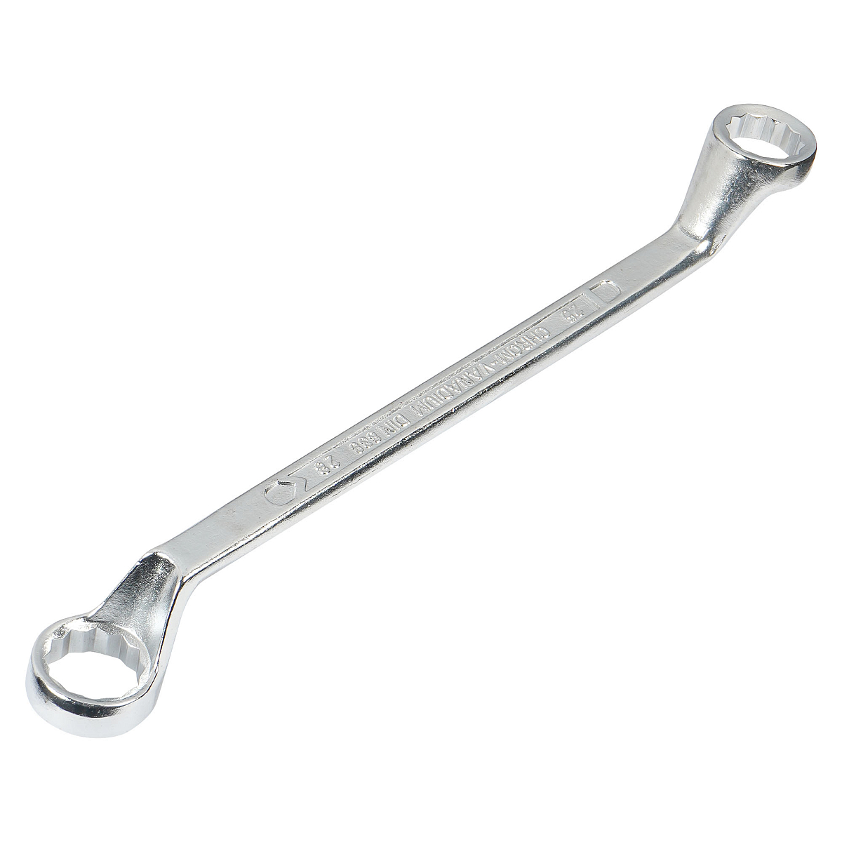 Ключ накидной с изгибом 25х28мм, пласт.подвес