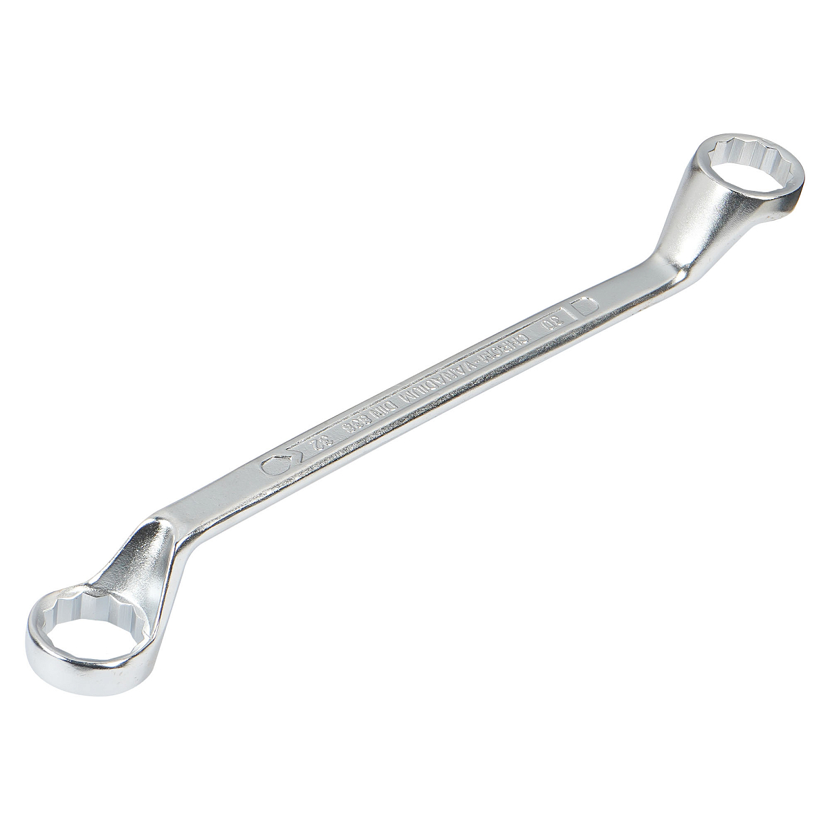 Ключ накидной с изгибом 30х32мм, пласт.подвес