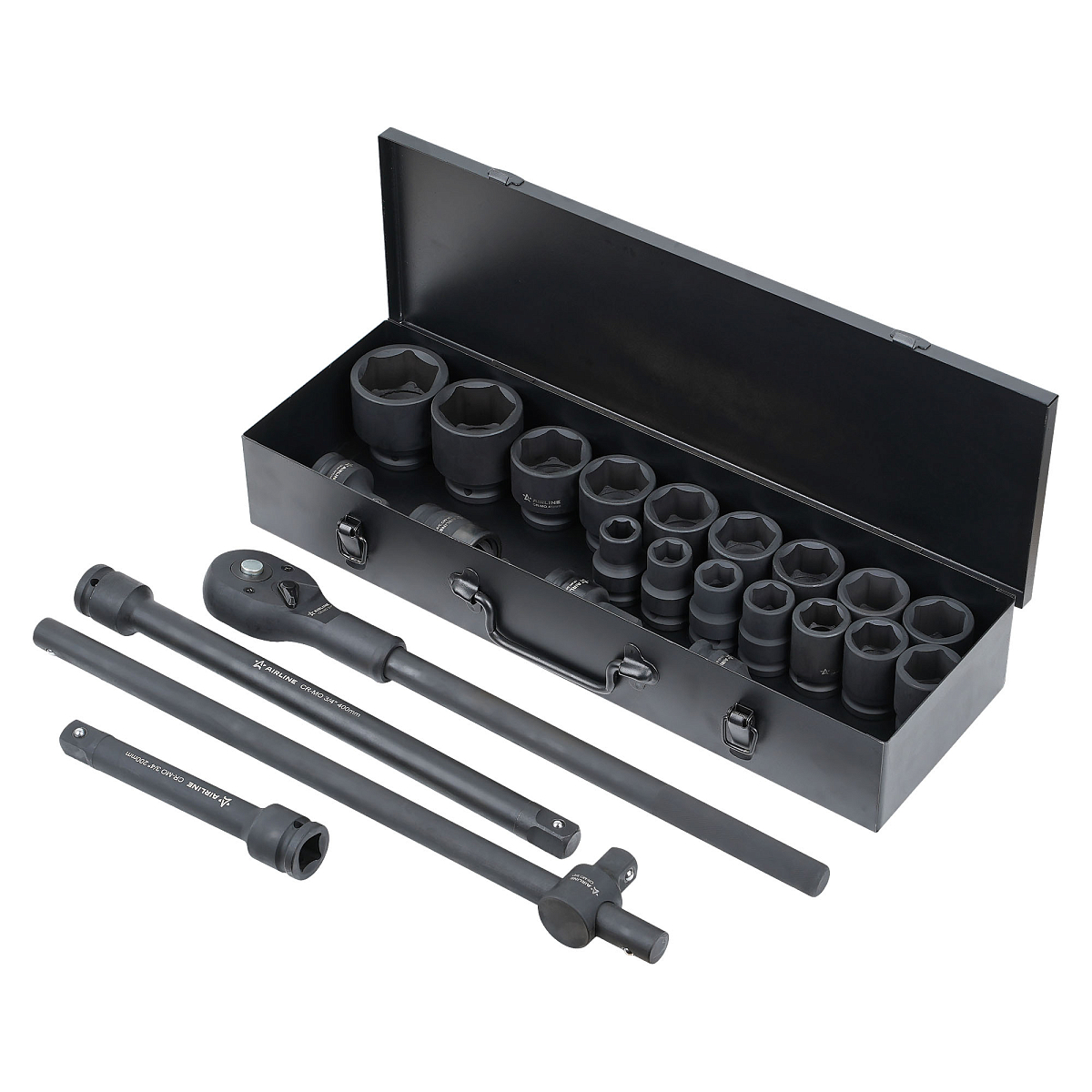 Набор головок ударных 3/4"DR L=56мм, 24пр. (17-50мм) металл.кейс