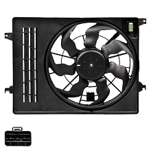 Электровентилятор охлаждения для автомобилей KIA Sportage III (10-)/Hyundai ix35 (10-) (с кожухом и резист.) (тип Halla)