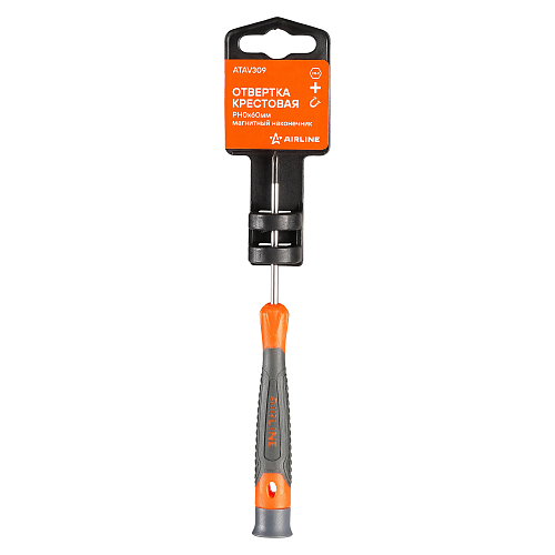 Отвертка крестовая PH0x60мм, магнитный наконечник, пласт.подвес