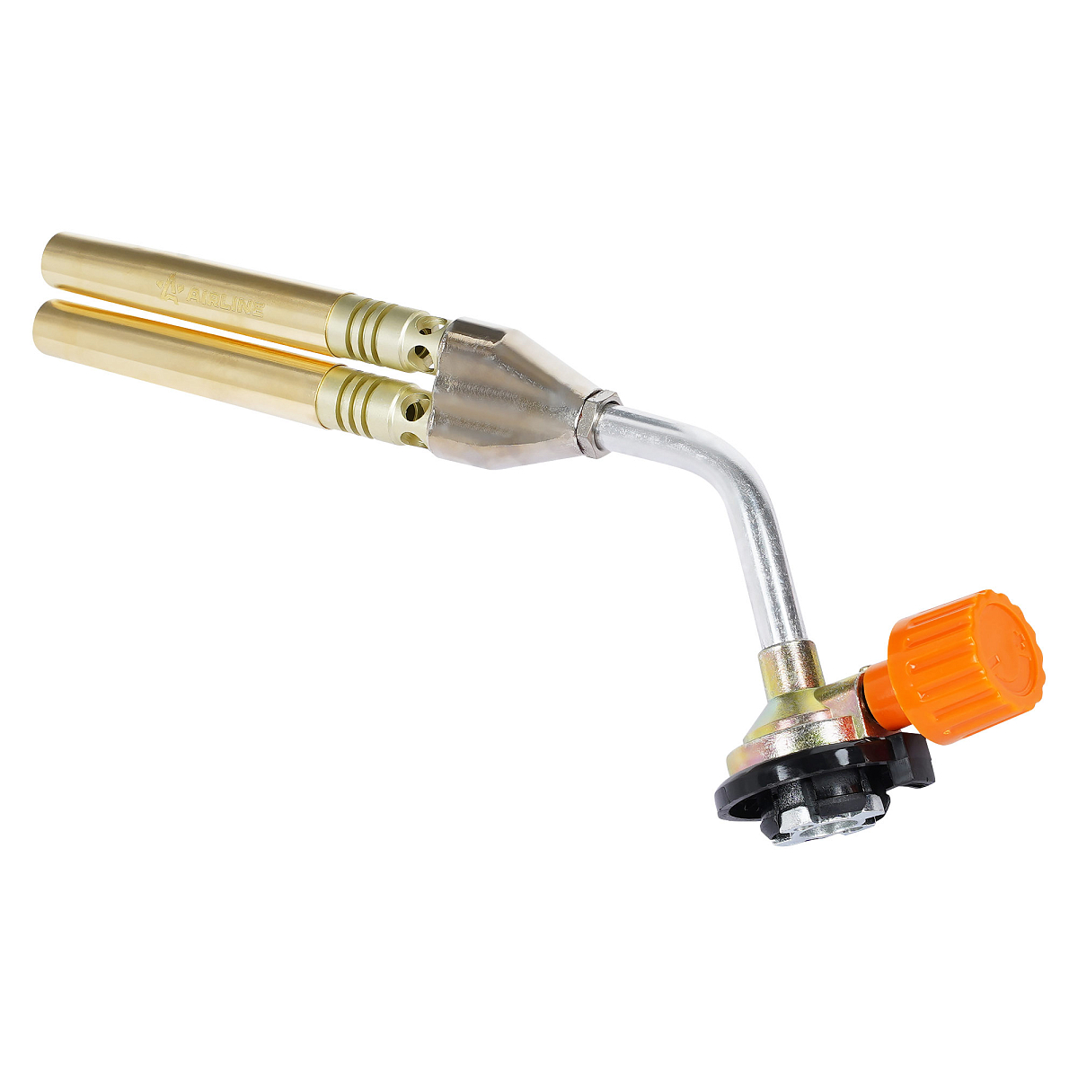 Горелка газовая на цанговый баллон, ручн.поджиг, 2 сопла D12*102 мм, металл