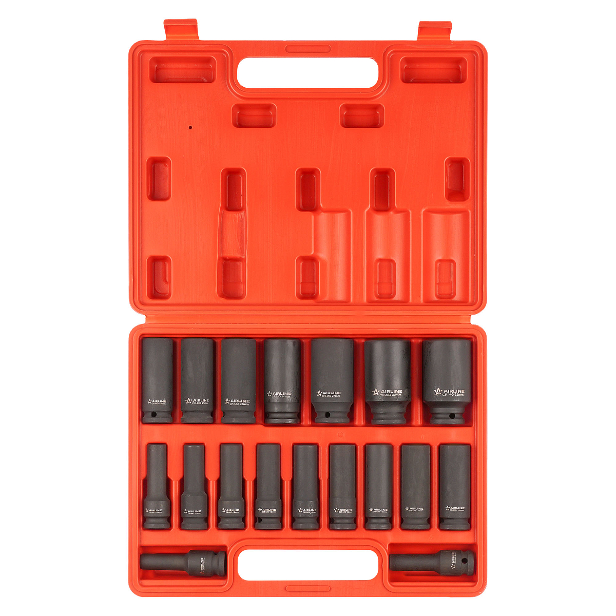Набор головок ударных 1/2"DR L=78мм, 18пр. (8-32мм) пласт.кейс.