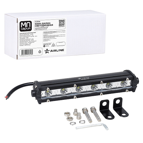 Фара (балка) светодиодная однорядная, 6LED, дальний свет, 9Вт, 186x30x47мм, 12/24В МП-серия