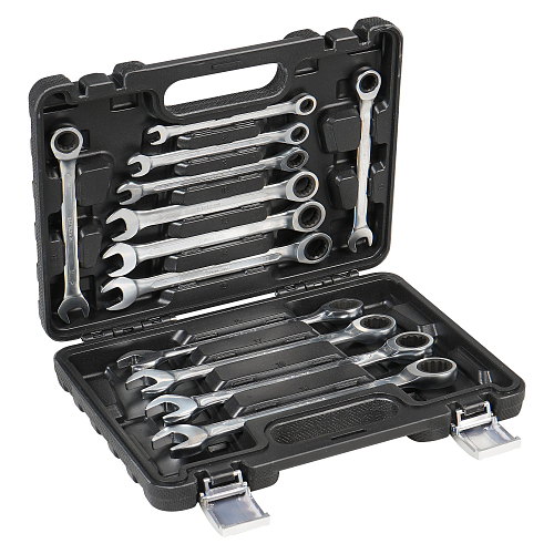 Набор ключей комбинированных трещоточных PRO 12пр. (8-19мм) пласт.кейс