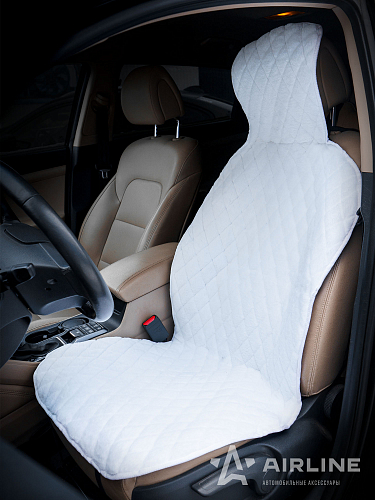 Накидка из искусственного меха, белая с коротким ворсом, на переднее сиденье, 1 шт.