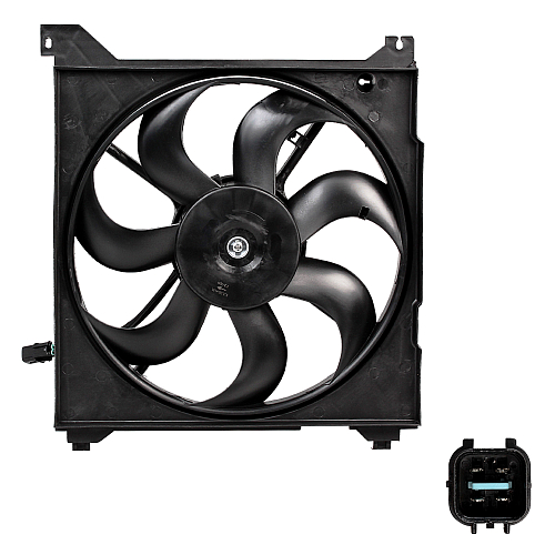 Электровентилятор охлаждения для автомобилей Hyundai Sonata (EF) (98-) 2.0i/2.7i (с кожухом) (4-х конт.)