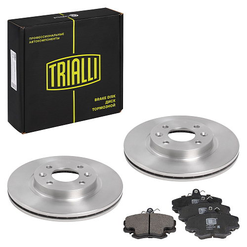 Комплект тормозных дисков и колодок для автомобилей Лада Largus (12-) без ABS / Renault Logan (07-) передняя ось (диск тормозной 2 шт. + колодки тормозные 1 комплект)