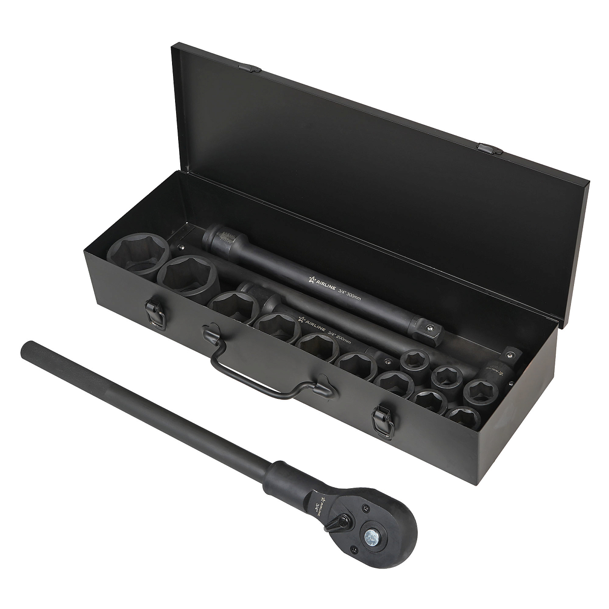 Набор головок ударных 3/4"DR L=56мм, 16пр. (17-50мм) мет. кейс.