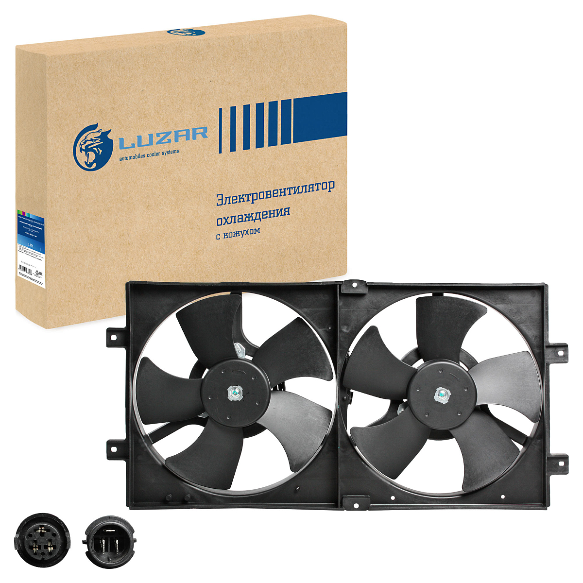 Электровентилятор охлаждения для автомобилей Chery Amulet (A15) (03-) (2 вентилятора) (с кожухом)