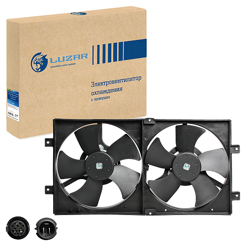 Электровентилятор охлаждения для автомобилей Chery Amulet (A15) (03-) (2 вентилятора) (с кожухом)