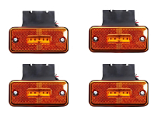 Огонь габаритный светодиодный, 12/24В, прямоугольный, оранжевый, съемный кронштейн, комплект 4 шт.