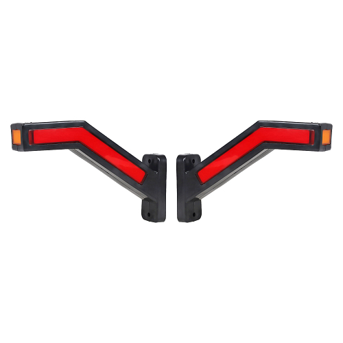 Фонарь габаритный светодиодный (огонь контурный) PLUS , 12/24В, прямоугольный, красный + белый + оранжевый, повторитель указателя поворота, комплект 2 шт.